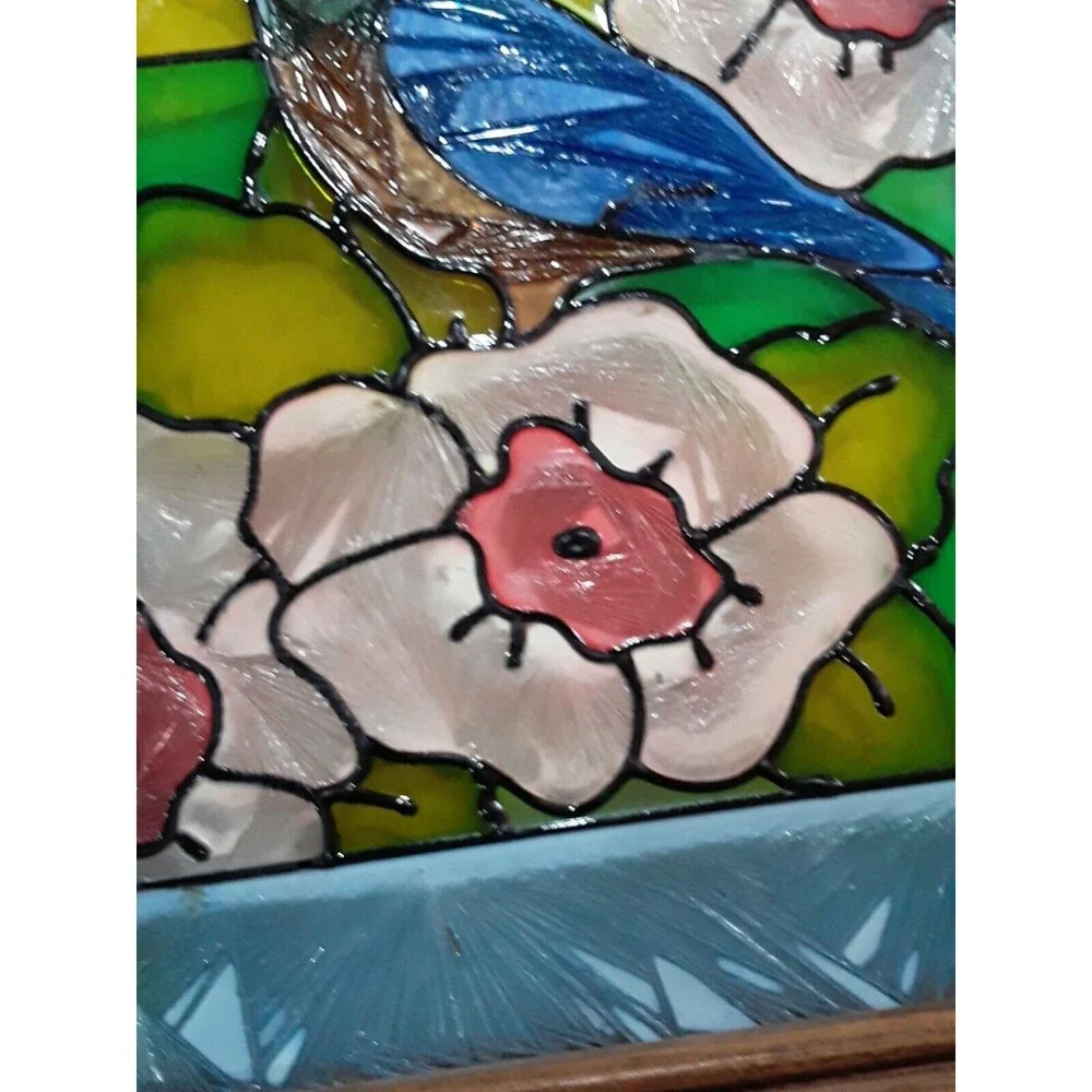 Vintage Framed Stained Glass Art 